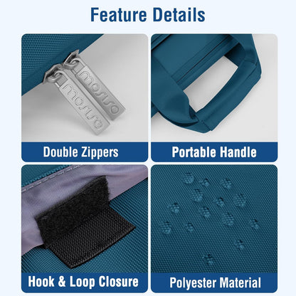 360 Protective Laptop Shoulder Bag Compatible with Macbook Air 15 M4 A3241 M3 A3114 M2 A2941/Pro 16 Inch M4 M3 M2 M1, 15-15.6 Inch Notebook,Matching Color Sleeve with Belt, Teal Green